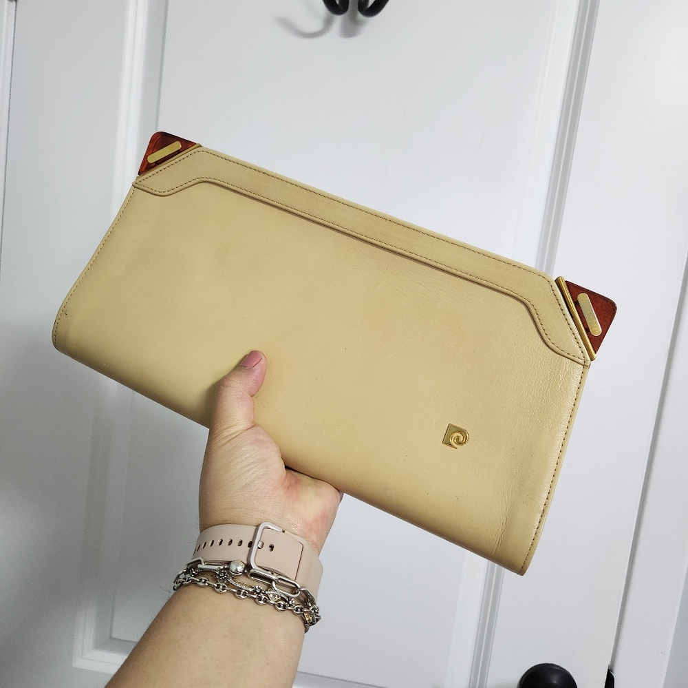 VINTAGE Tan Tortoise Lucite Clutch Shoulder Bag